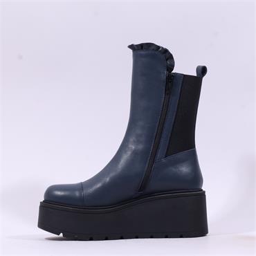 Marco Moreo Vale Frill Toe Cap Boot - Navy Leather